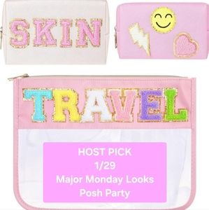 3 pc patch makeup/toiletry bags PLUS 1 travel first aid travel bag